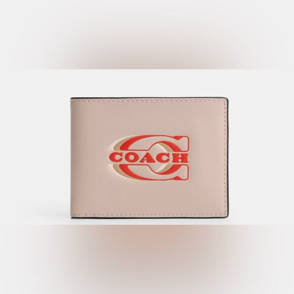 Coach Slim Billfold Wallet With Coach Stamp - Picture 1 of 12
